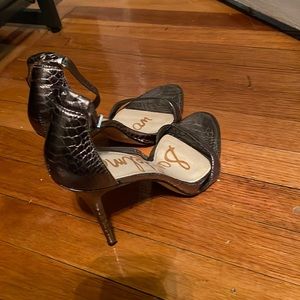 Silver Pewter Strappy Heeled Sandal